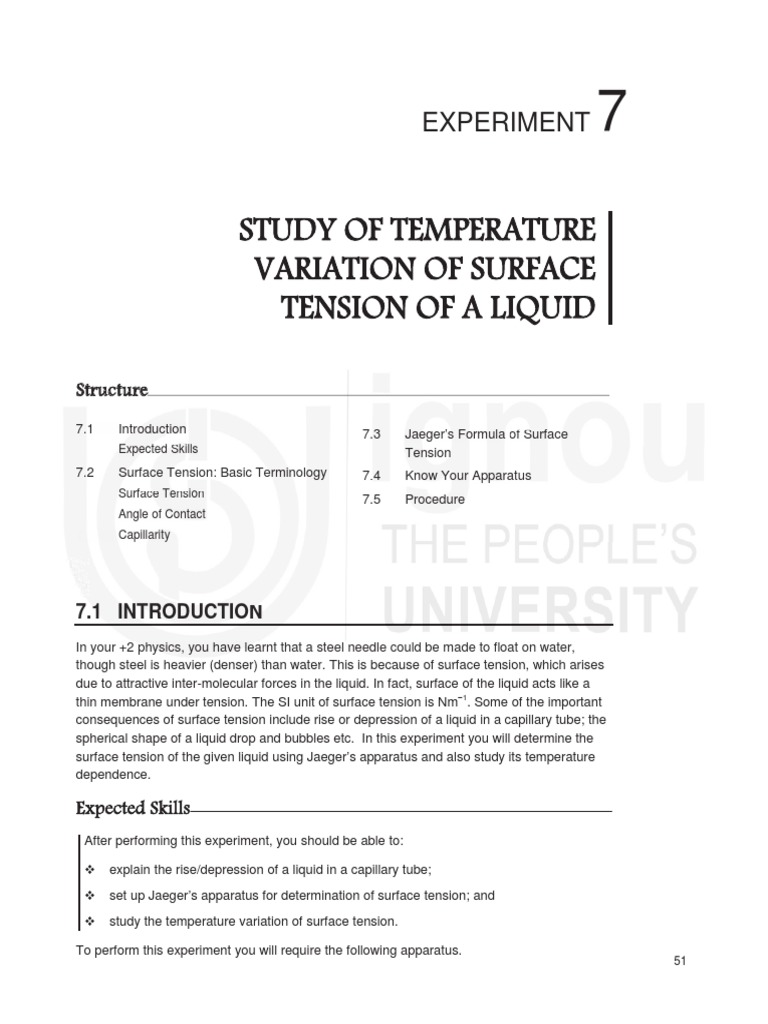 Surface Tension With Temp Pdf Surface Tension Liquids