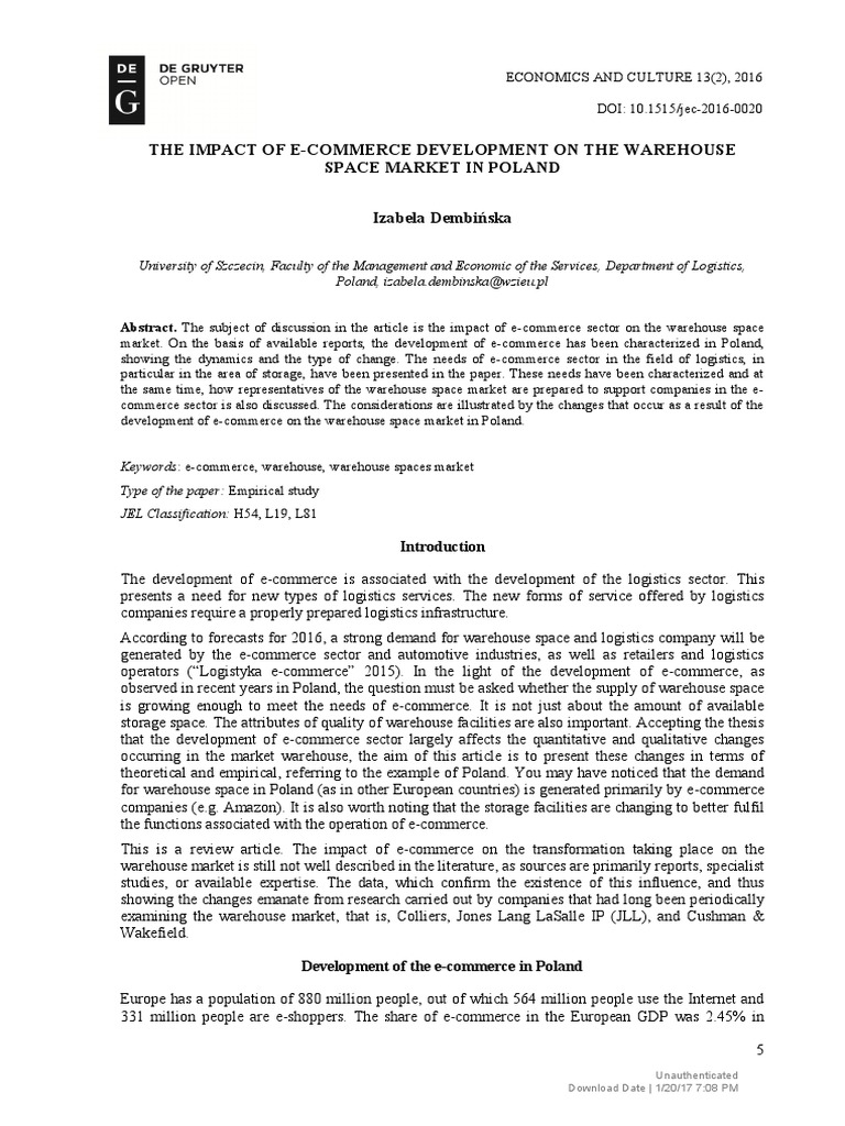 The Impact of E-Commerce Development On The Warehouse | PDF | E ...