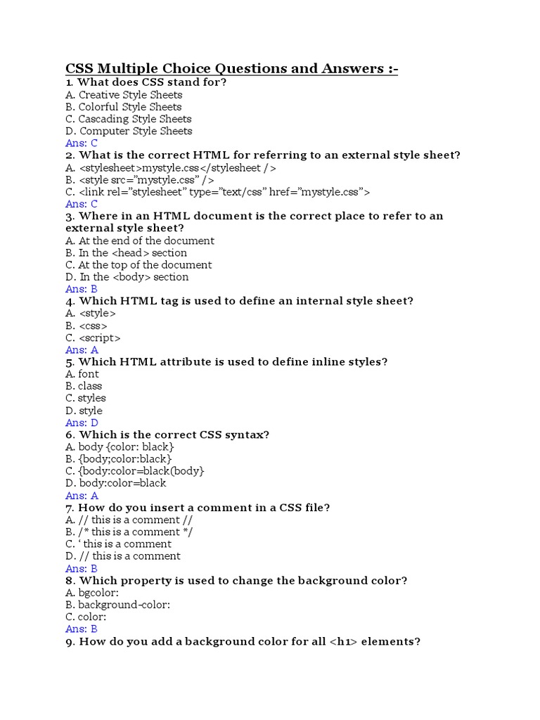 CSS Multiple Choice Questions and Answers | PDF | Systems Engineering ...