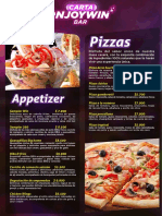 Carta de pizzas y platos para compartir