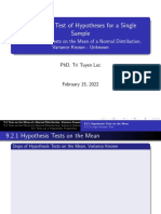 Chapter 9. Test of Hypotheses For A Single Sample