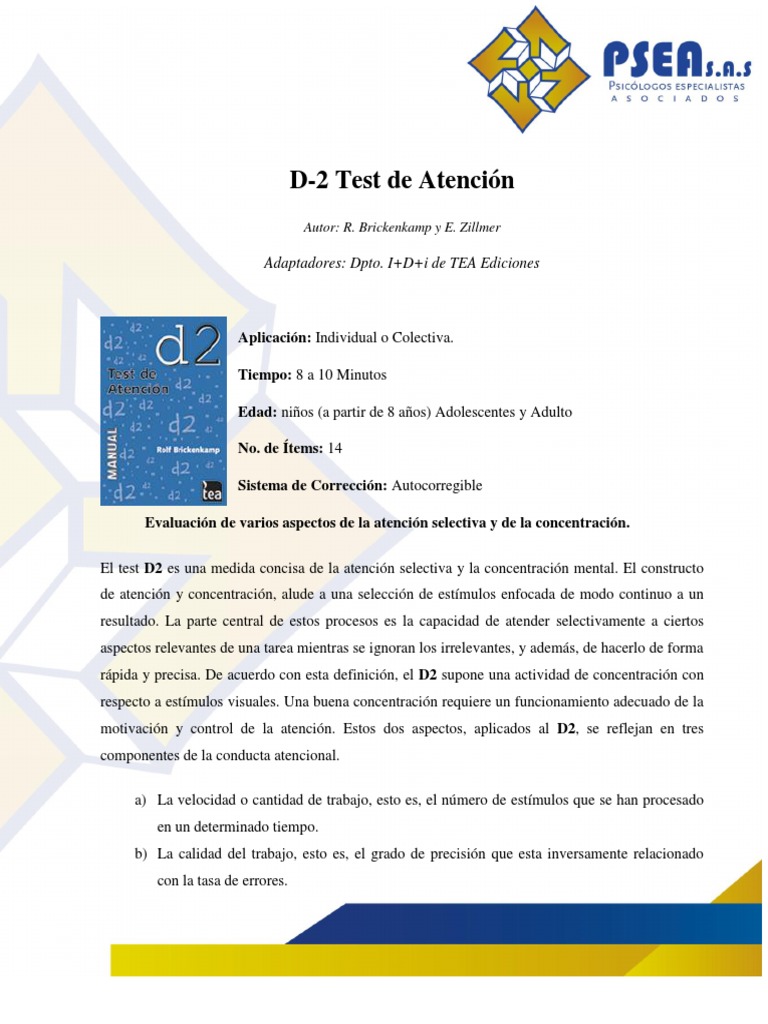 D2 Revision Test Pdf – Aufmerksamkeits-Belastungstest (d2-Test) – PYOH