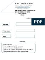 Broadway Junior SCH OOL: First Term (Michaelmas) Examination 2021/2022 SCHOOL YEAR Grade Four Music