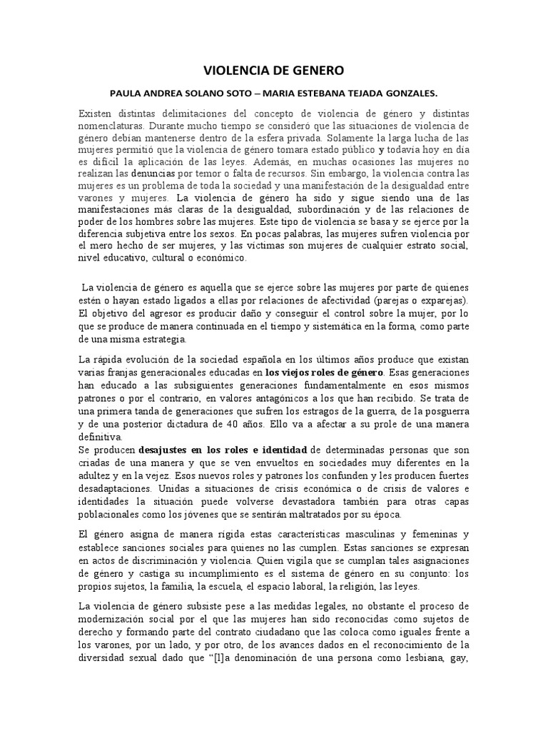 Violencia de Genero | PDF | La violencia contra las mujeres | Género