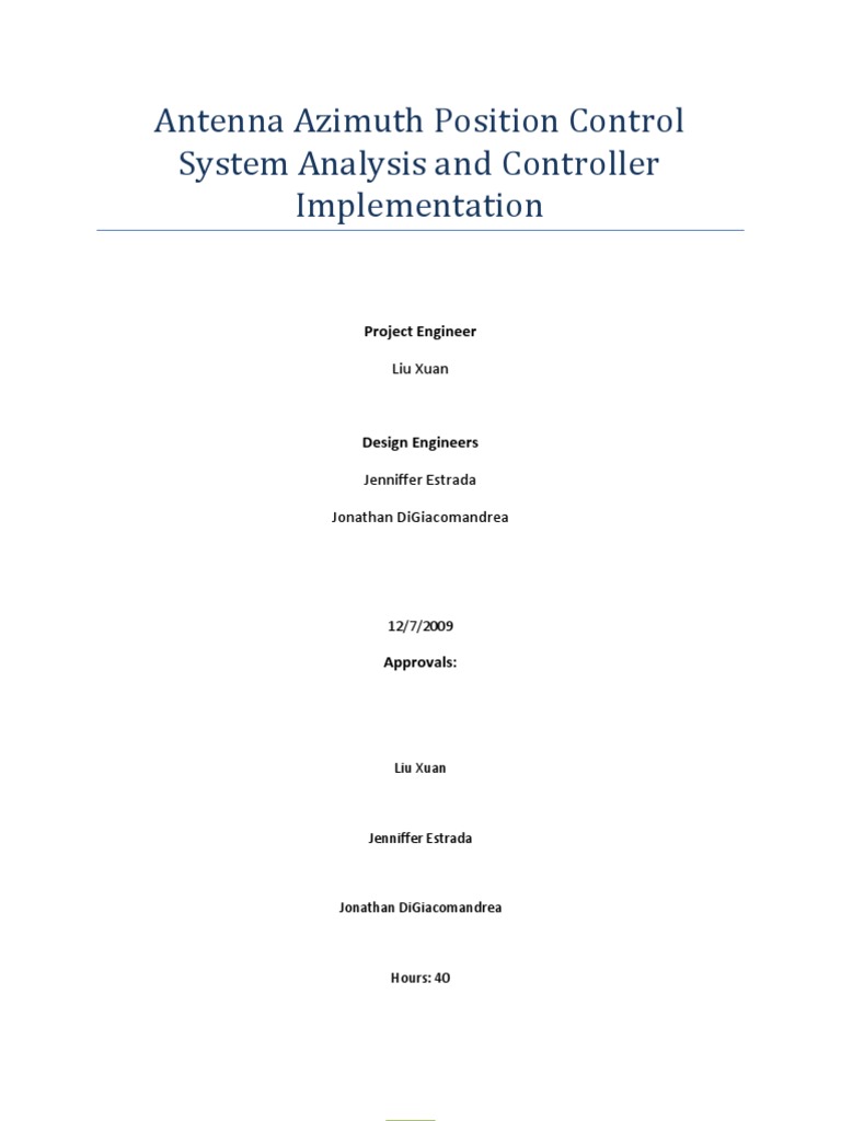 Antenna Azimuth Position Control System Analysis and Controller ...