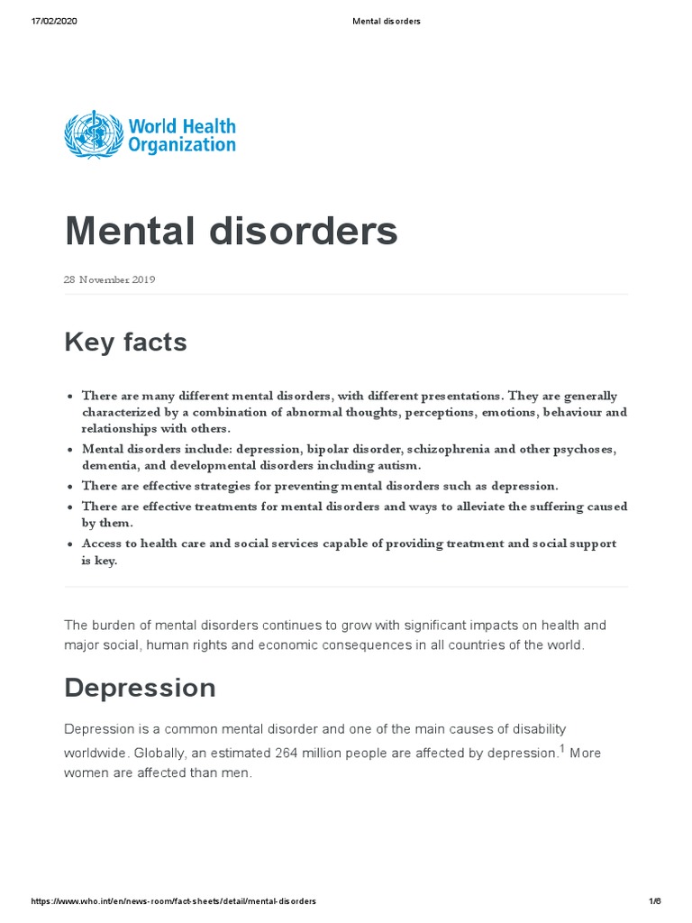Understanding Mental Disorders Worldwide | PDF | Major Depressive ...
