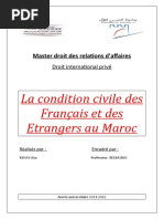 La Condition Civile Des Français Et Des Etrangers Au Maroc: Master Droit Des Relations D'affaires