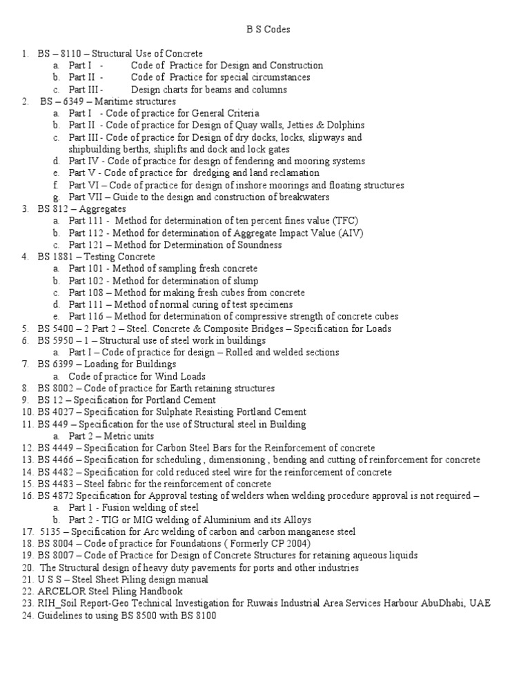 B S Codes for Structural Design | PDF | Technology & Engineering