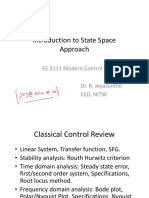 Introduction To State Space Approach: EE 5111 Modern Control Theory Dr. R. Jeyasenthil Eed, Nitw