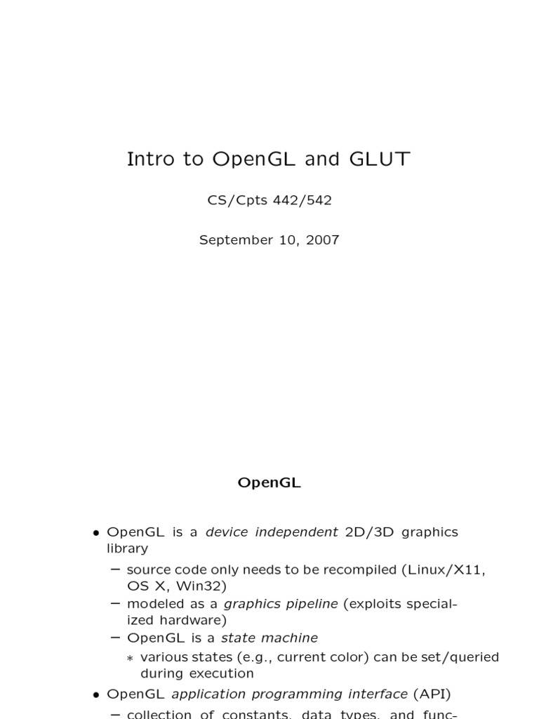 OpenGL and GLUT Overview | PDF | Graphical User Interfaces | Computer ...
