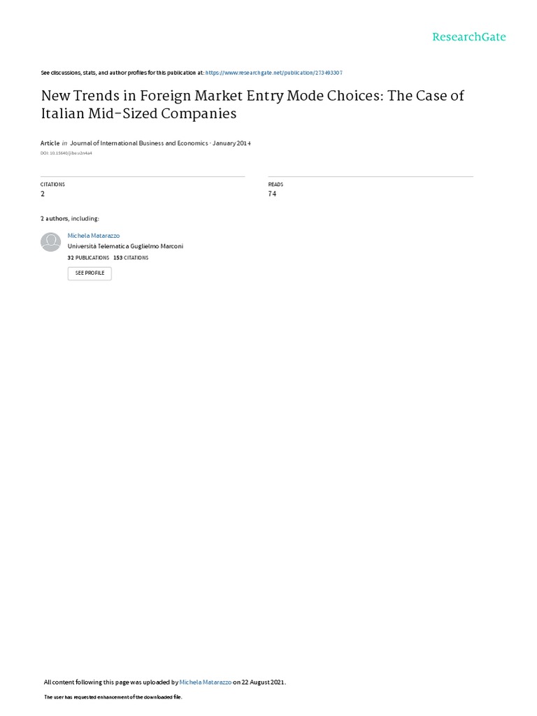 New Trends in Foreign Market Entry Mode Choices TH | PDF ...