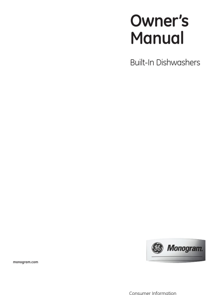 GE Monogram Dishwasher PDF Dishwasher Home