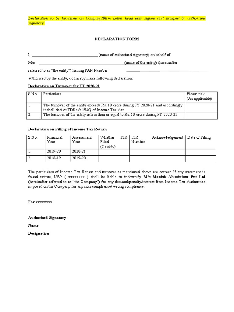 Declaration Form | PDF
