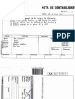 Nota de contabilidad sobre ingresos por concepto de arrendamiento