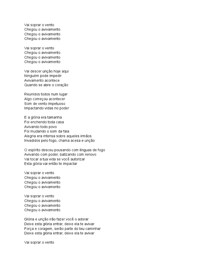 Letra - Chegou o Avivamento | PDF