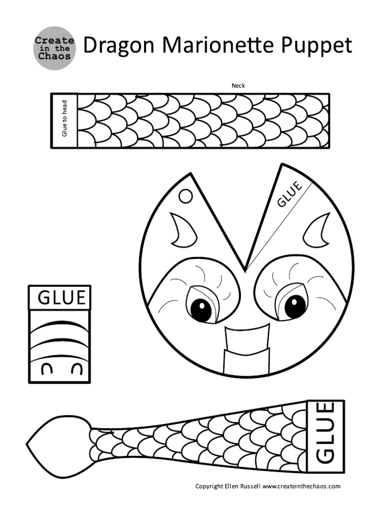 Dragon Marionette Puppet Printable | PDF
