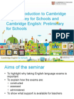 A Brief Introduction To Cambridge English: Key For Schools and Cambridge English: Preliminary For Schools