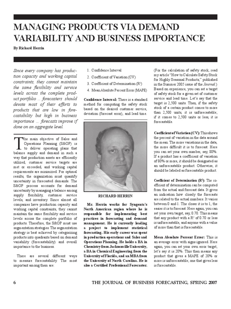 # (Article) MANAGING PRODUCTS VIA DEMAND VARIABILITY AND BUSINESS ...