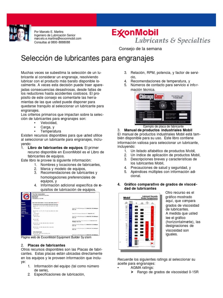 Selección de Lubricantes para Engranajes | PDF | Engranaje | Lubricante