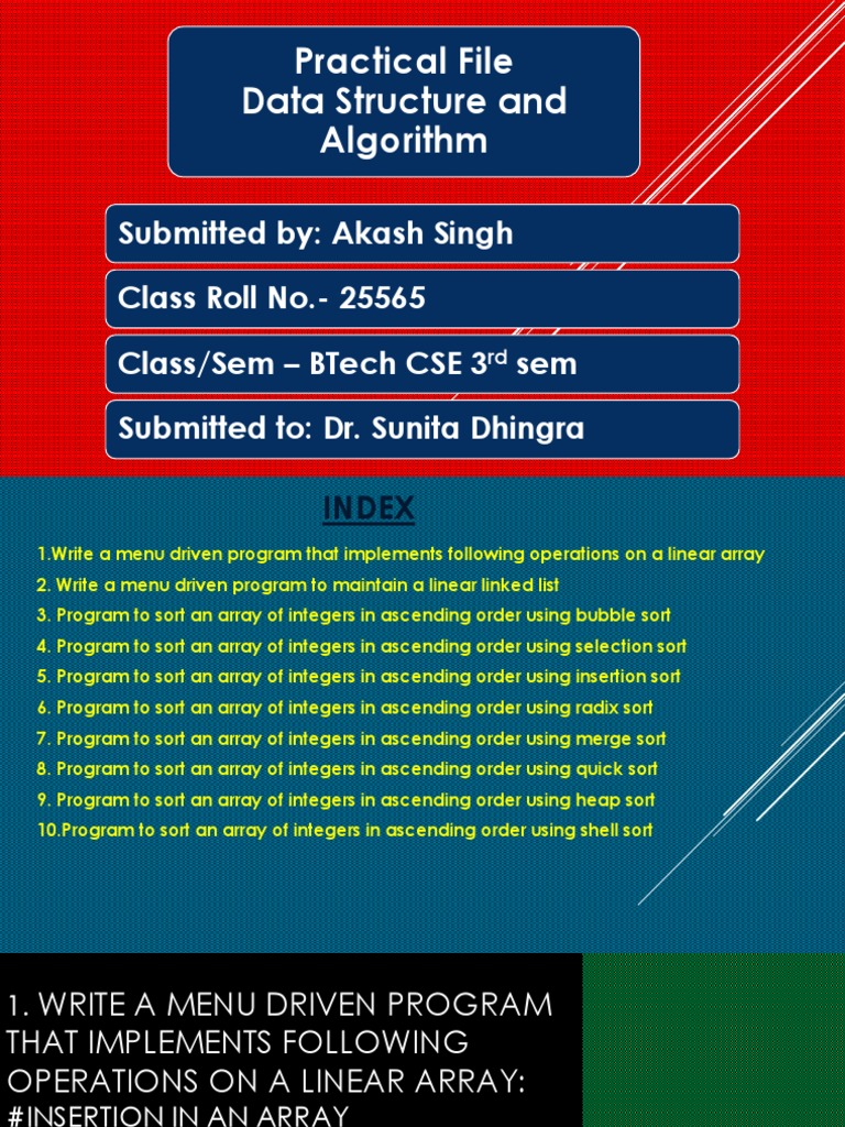 DS Practical File by 25565 AKASH SINGH CSE A | PDF | Teaching Methods ...