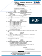 Science 9 4 Quarter 2 Summative Assessment: TH ND