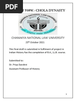 Chanakya National Law University: Project Topic: Chola Dynasty