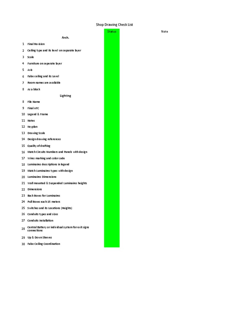 Electrical Shop Drawing Checklist | PDF | Electrical Connector ...