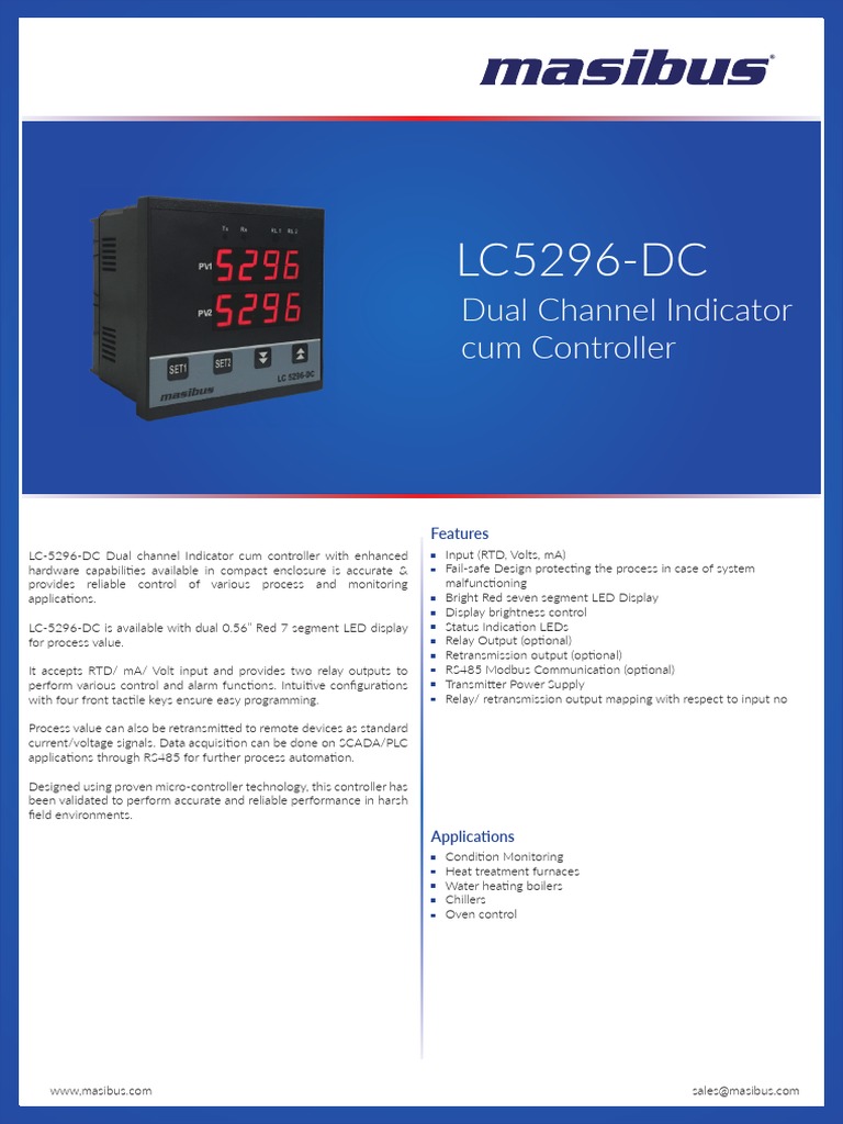 B2 Temperature Indicator Masibus LC5296DC PDF Power Supply Relay