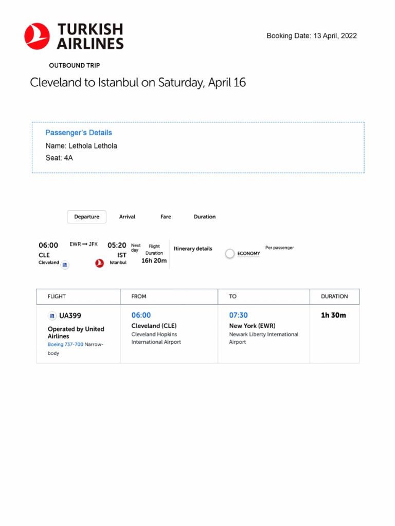 Turkish Airlines BOOKING PDF