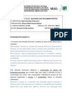 ATIVIDADE DE FIXAÇÃO 01 - Administração Financeira