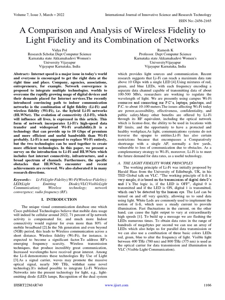 Li-Fi vs. Wi-Fi: A Network Analysis | PDF | Wi Fi | Computer Network