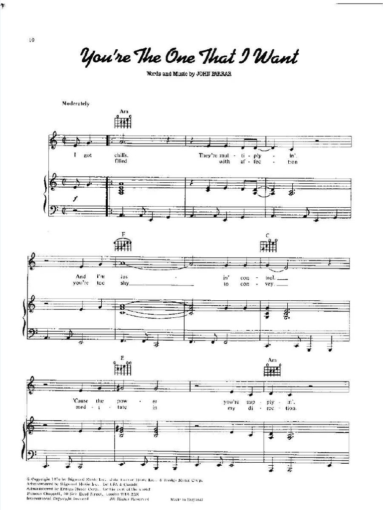 Grease Youre The One That I Want | PDF