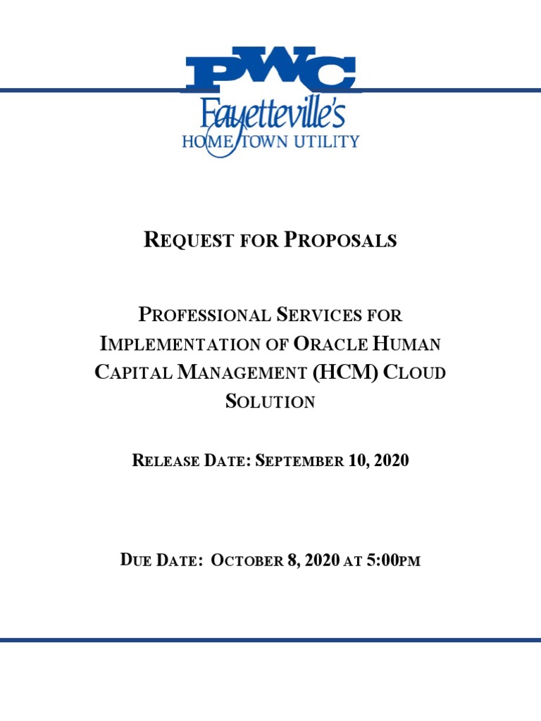 RFP for Oracle HCM Cloud Implementation | PDF | Request For Proposal ...