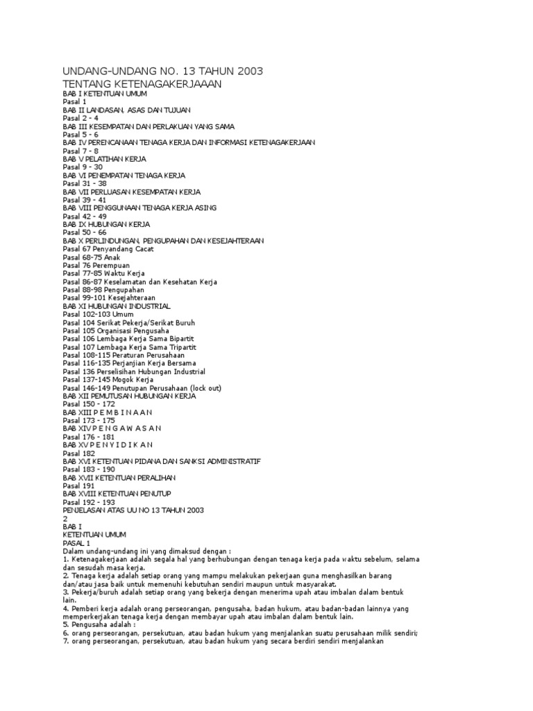 Uu No 13 Tahun 2003 Pdf