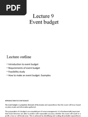 Lecture 9-EVENT BUDGET 