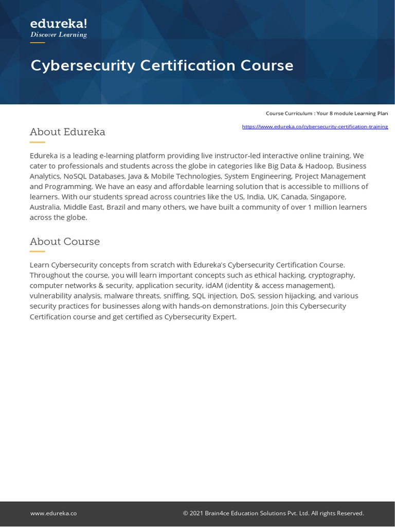 Edureka Cybersecurity Certification Course | PDF