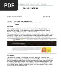 THESIS SYNOPSIS Cultural Centre and Art and Craft Village