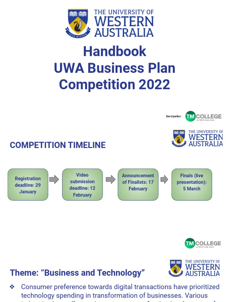 Handbook UWA Business Plan Competition 2022 PDF Competition