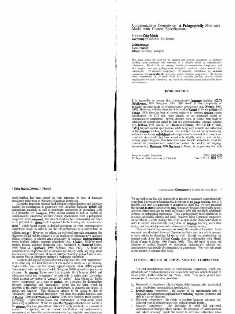 Celce Mucia Communicative Competence Model | PDF | Linguistics ...
