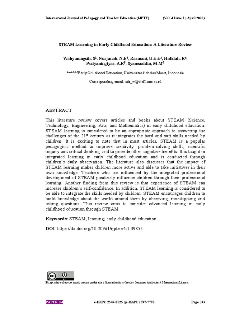 STEAM Learning in Early Childhood Education | PDF | Science, Technology ...