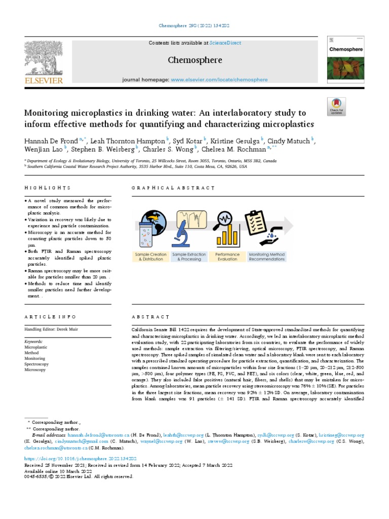 Monitoring Microplastics in Drinking Water An Interlaboratory Study To ...