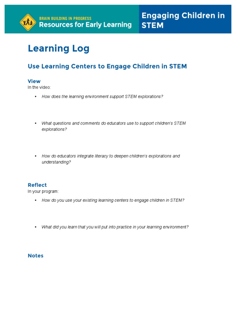 Learning Log: Engaging Children in Stem | PDF