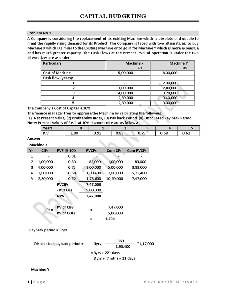 Capital Budgeting Analysis and Solutions | PDF | Depreciation | Net ...