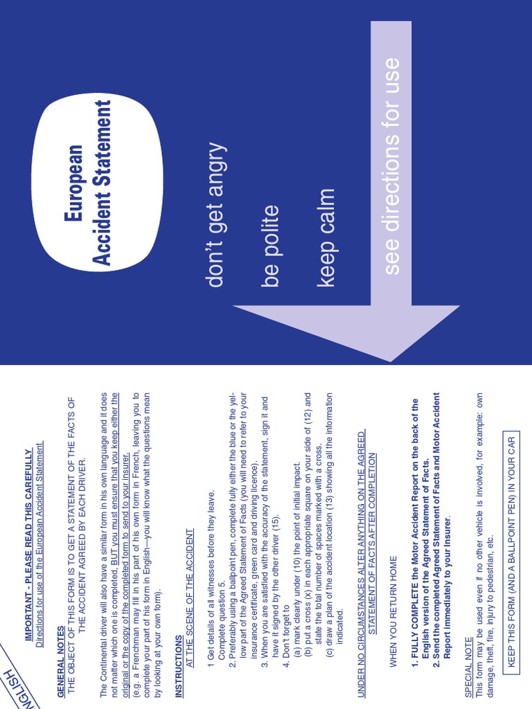 Constat Amiable Européen Daccident Automobile 2 | PDF | Traffic ...