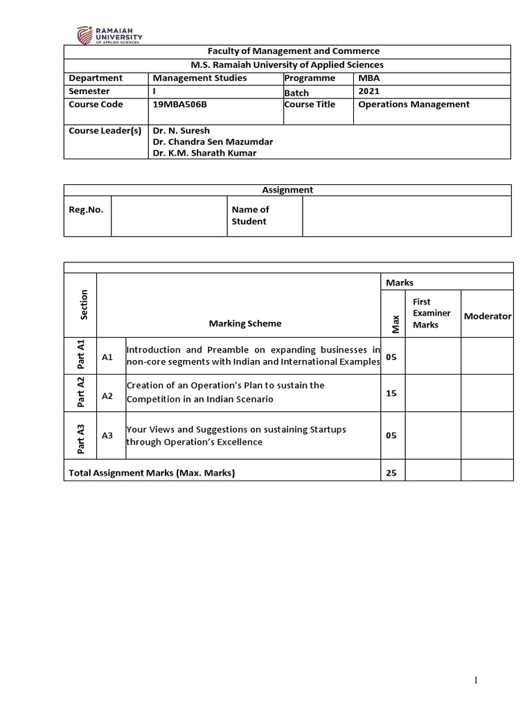 Assignment-25 Marks OPM | PDF | Startup Company | Small Business ...