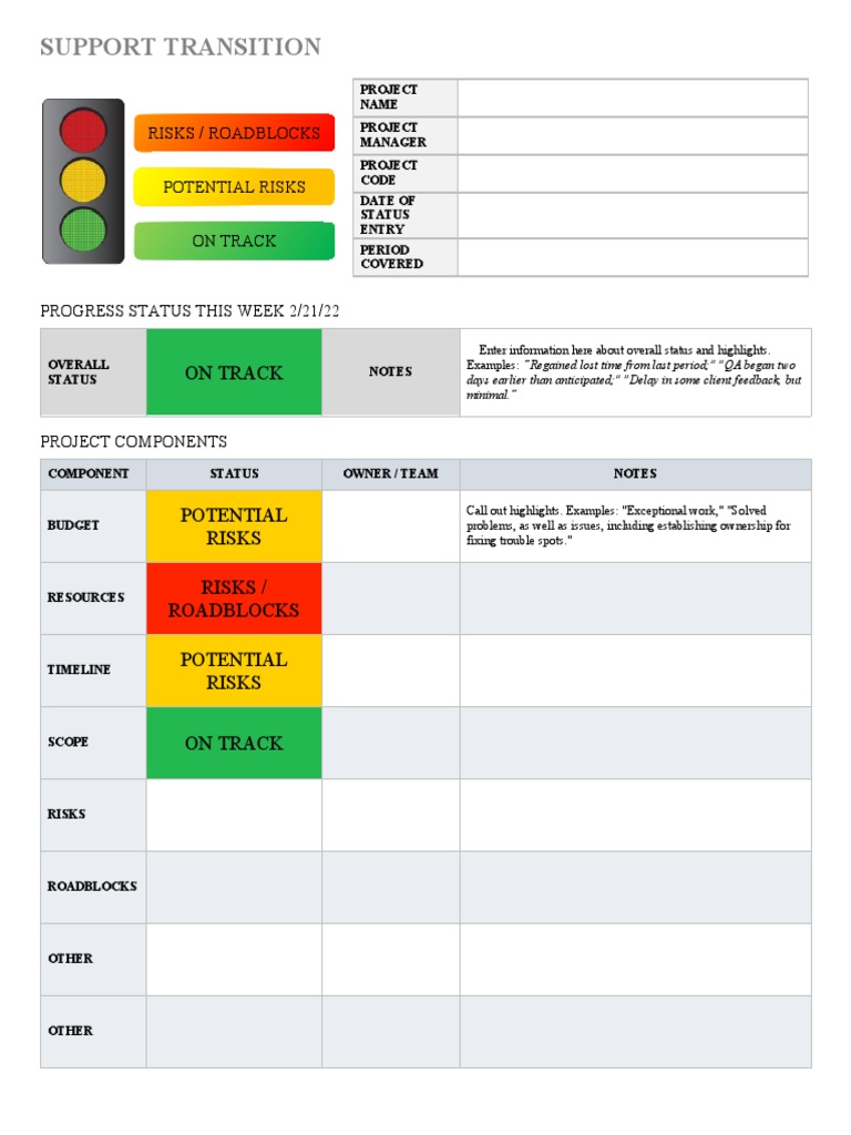 IC Stoplight Project Status Report 10673 WORD PDF