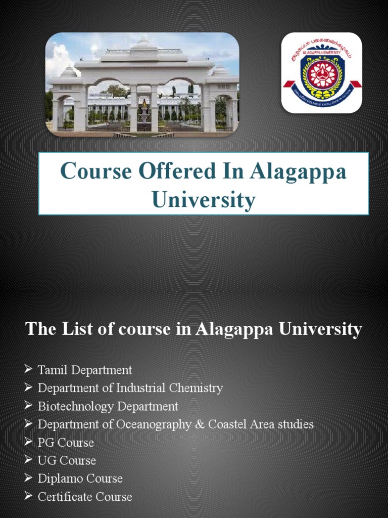 Course Offered in Alagappa University PDF Distance Education