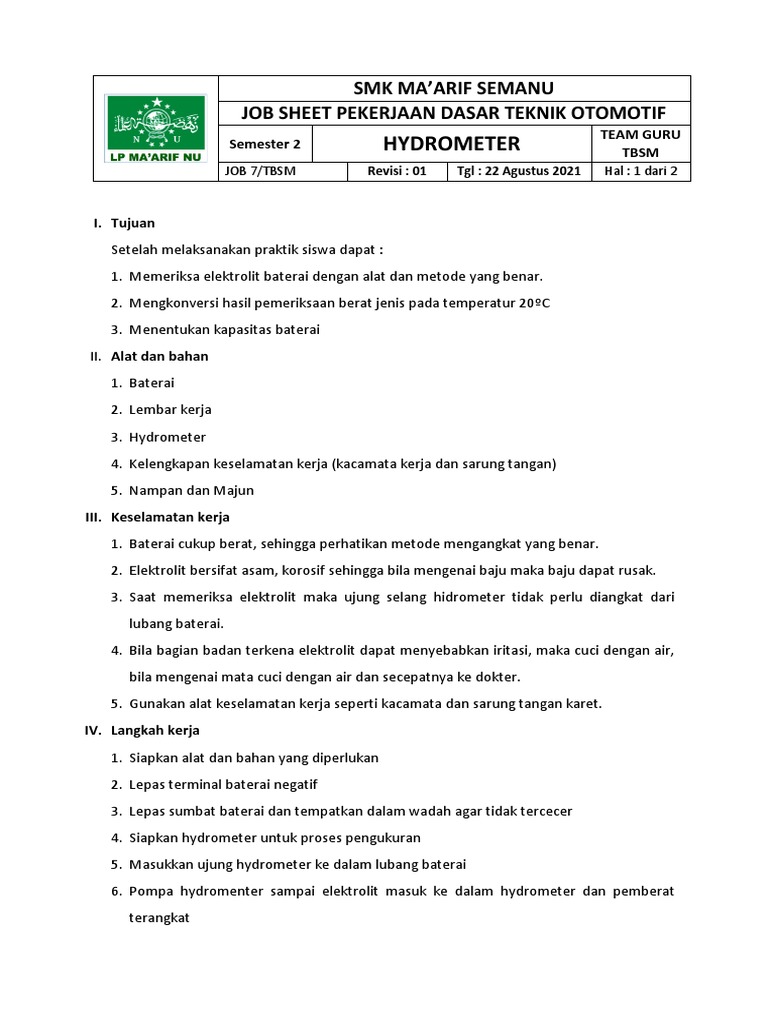 Job Hydrometer.. PDF