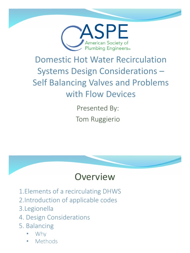 ASPE - Domestic Hot Water Recirculation | PDF