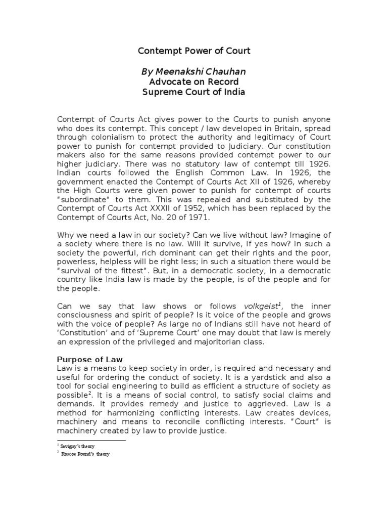 Understanding Contempt Power in India | PDF | Contempt Of Court ...
